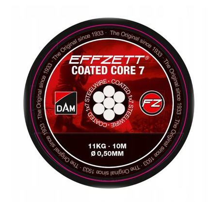MATERIAŁ NA PRZYPON STALOWY EFFZETT COATED CORE7 BLACK 11KG / 10M DAM 56419