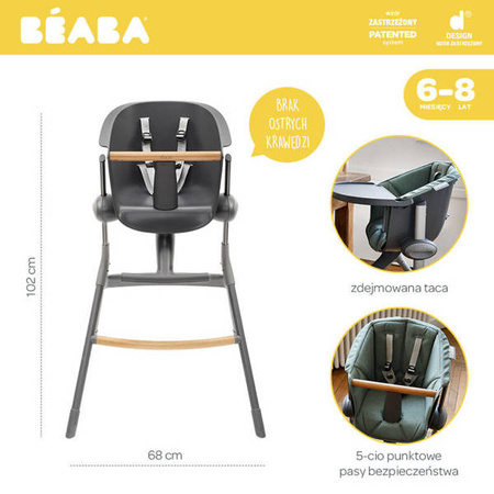 Beaba Krzesełko do karmienia Up&Down rosnące 6 msc. - 8 lat Dark grey