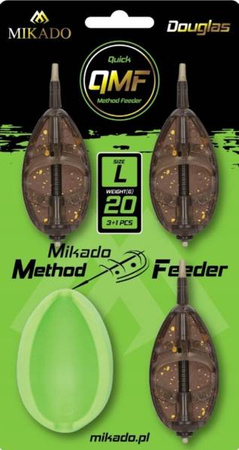 KOSZYCZEK, KOSZYK DO METODY METHOD FEEDER DOUGLAS Q.M.F. SYSTEM L KOMPLET - 3x30g + FOREMKA - op.1kpl. MIKADO AMFN-QMF-3L-SET30B