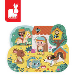 Puzzle drewniane Na wsi 6 elementów, 18 m+, Janod