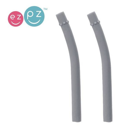 EZPZ Zestaw uzupełniających silikonowych słomek do kubeczka Mini Cup 2 szt. szary 