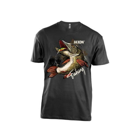 KOSZULKA JAXON NATURE CZARNA SZCZUPAK XXL UR-KC002XXL