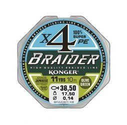 PLECIONKA PRZYPONOWA BRAIDER X4 OLIVE GREEN 0,18/10 KONGER 250016018