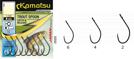HACZYK BEZZADZIOROWY DO WAHADŁÓWEK PSTRĄGOWYCH TROUT SPOON C&R 4BLNO OP.8SZT K-335 KAMATSU 517800304