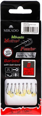 HACZYK DO METODY 10 cm Z GUMKĄ - haczyk z zadziorem: 8 / żyłka: 0.25 mm - op.8szt MIKADO HMFB12G-8