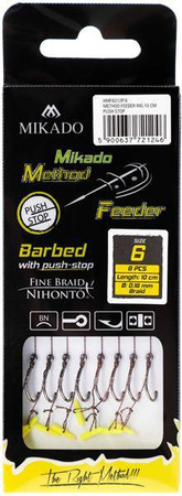 HACZYK DO METODY 10 cm PUSH STOP - haczyk z zadziorem: 4 / plecionka: 0.16 mm - op.8szt MIKADO HMFB212P-4