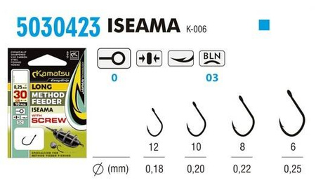 PRZYPON METHOD FEEDER 30CM ISEAMA 10BLNO/0,20mm WITH SPEAR OP.10SZT KAMATSU 503042310