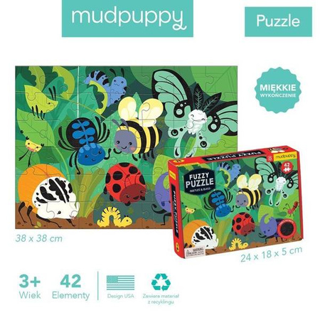 Mudpuppy Puzzle sensoryczne z miękkimi aplikacjami Żuczki i robaczki 42 elementy 3+