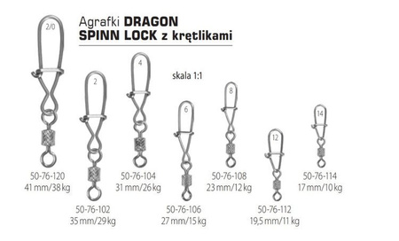 Agrafka z krętlikiem  Spinn Lock  rozmiar4 10 szt.    DRAGON PDF-50-76-104