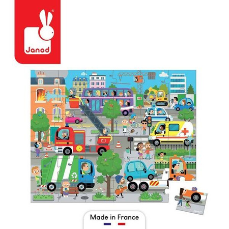 Puzzle w walizce Miasto 36 elementów 4+ Made in France, Janod