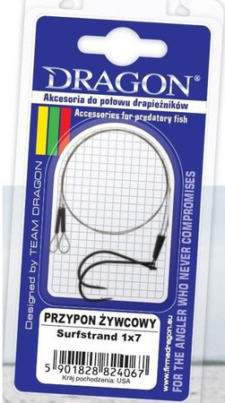 Przypon żywcowy  - A.F.W. - hak Mustad UP rozmiar2 1 x 7 Surfstrand 5 kg 25 cm 2 szt.    DRAGON PDF-58-002-0525
