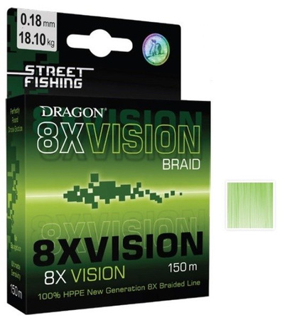 Plecionka Street Fishing 8X VISION 0.18 mm/18.10 kg zielona fluo 150 m DRAGON PDF-42-02-418