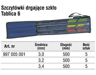 SZCZYTÓWKI DRGAJĄCE SZKŁO 3.0-3.4 TABLICA NR.6 OP 15SZT KONGER 997005001