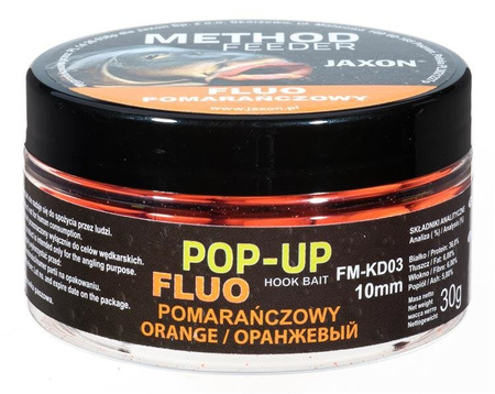 KULKI POP-UP FLUO METHOD FEEDER 10MM POMARAŃCZOWY 30G JAXON FM-KD03