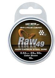 Linka stalowa Savage Gear Raw49 0.54mm 23kg 50lb Uncoated Brown 10m (54894)