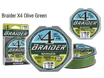 PLECIONKA BRAIDER X4 LIME GREEN 0,20/150 KONGER 250145020