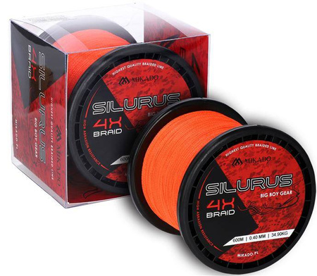 PLECIONKA NA SUMA SILURUS 4 X BRAID (FLUO ORANGE) 0.35mm\33.40kg\600m - op.1szp. MIKADO ZSI00O-600-0.35