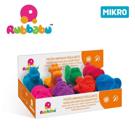 Rubbabu Zestaw 8 sensorycznych zwierzątek - pojazdów mikro (opakowanie zbiorcze 8 szt.)