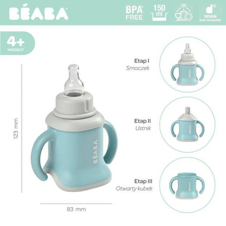 Beaba Kubeczek ewolucyjny treningowy 3 w 1 airy green