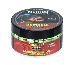 DUMBELS DUO COLOR SINKING METHOD FEEDER 8/10MM MARCEPAN/MIÓD 50G JAXON FM-DSD03
