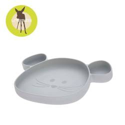 Lassig Talerz silikonowy z przyssawką Little Chums Mysz szary