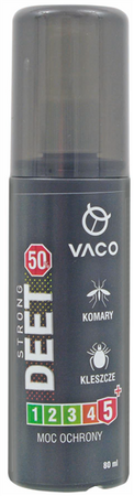 VACO STRONG PŁYN NA KOMARY, KLESZCZE I MESZKI DEET 50% + GERANIOL 80ml 111111125