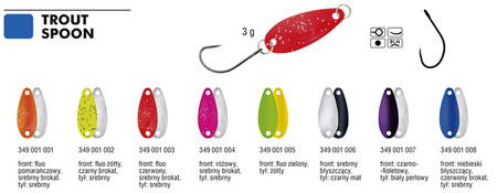 TROUT SPOON 3cm/3g KOL.08 BLUE BŁYSTKA WAHADŁOWA KONGER 349001008