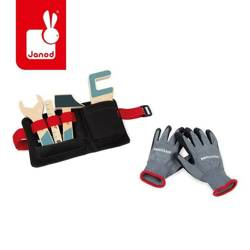 Pas z drewnianymi narzędziami i rękawicami roboczymi Brico'kids 3-6 lat, Janod
