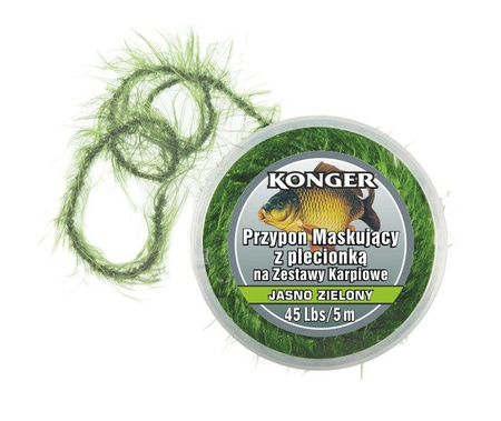 PRZYPON KARPIOWY MASKUJĄCY Z PLECIONKĄ JASNO ZIELONY 45lbs/5m KONGER 286002045