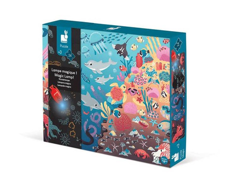 Świecące puzzle z mini-lampką UV Ocean 24 elementy 3+, Janod