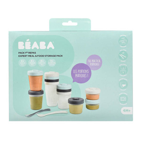 Beaba Zestaw słoiczków Clip 12 szt. (2x90ml, 4x150ml, 6x250ml) + 2 łyżeczki Storm