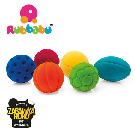 Rubbabu Zestaw 6 sensorycznych piłek sportowych (opakowanie zbiorcze 6 szt.)