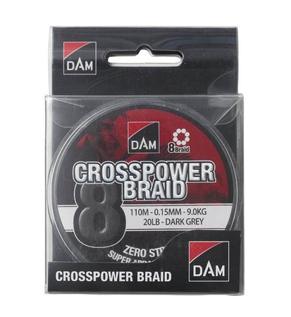 DAM CROSSPOWER 8-BRAID 0.10MM / 5.4KG/12LB /150M - DARK GREY DAM 66586