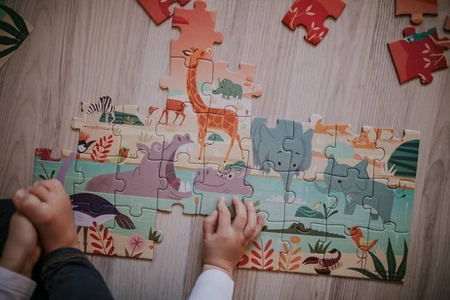 Puzzle w walizce Rezerwat zwierząt 54 elementy 5+ Made in France, Janod