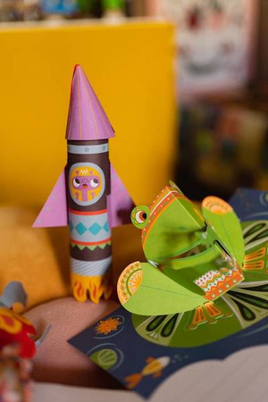 Zestaw kreatywny Papierowe rakiety z wyrzutnią 7+, Janod