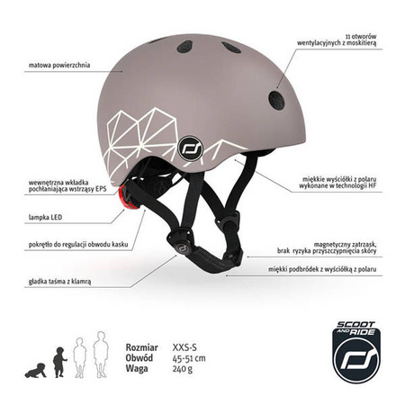 SCOOTANDRIDE Kask XXS-S dla dzieci 1-5 lat Brown Lines