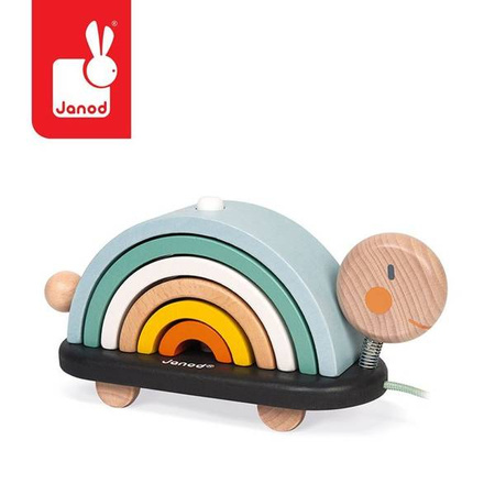 Drewniany tęczowy żółwik do ciągnięcia Sweet Cocoon, Janod