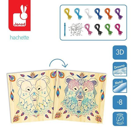 Zestaw kreatywny Przeplatanka 3D String art Zwierzęta 8+, Janod