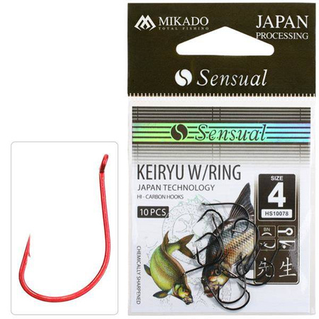 HACZYK DO ROBAKA Z KUKURYDZĄ SENSUAL - KEIRYU W/RING Nr 10 RED - torebka 10szt. MIKADO HS10078-10R