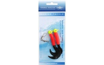 ZESTAW MORSKI - PILK TWIST JIGHEAD RIG 7.5 cm - 2x6 g (RED/BLACK) MIKADO LS-A007-2X6Y-03