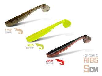 Miękka przynęta Delphin B! StinxRIBS Shrimp / 20szt 5cm / JERKY Delphin (101003008)