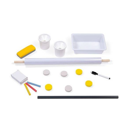 Duża drewniana tablica grafitowa z 14 akcesoriami, Janod