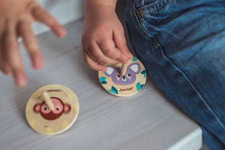 Drewniany bączek Pocket 3+, opakowanie zbiorcze 20 sztuk (4 rodzaje), Janod