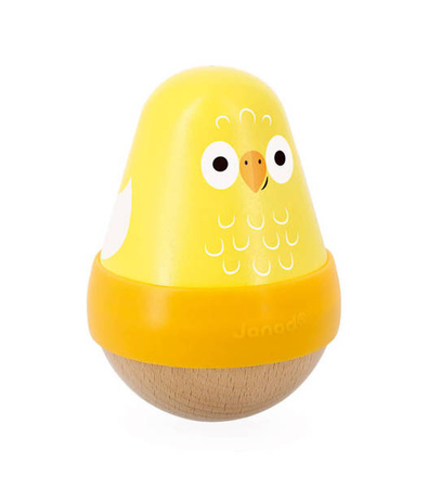 Drewniana wańka wstańka z dzwoneczkiem Ptaszek Tropik 10m+, Janod