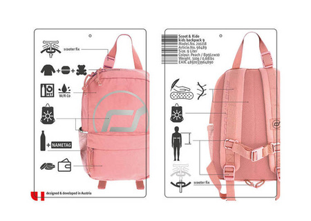 SCOOTANDRIDE Plecak na hulajnogę dla dzieci 1-5 lat, 9l, Peach