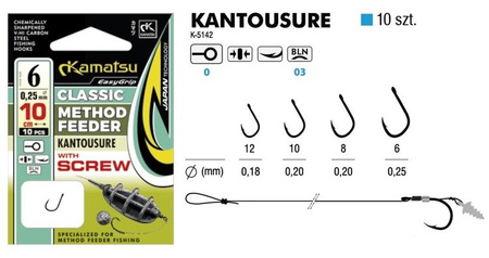 PRZYPON METHOD FEEDER CLASSIC KANTOUSURE HAK 12 / 10cm / 0,18mm WITH SPEAR OP.10SZT KAMATSU 504015312