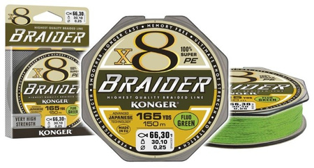 PLECIONKA BRAIDER X8 LIME GREEN 0,10/150 KONGER 250157010