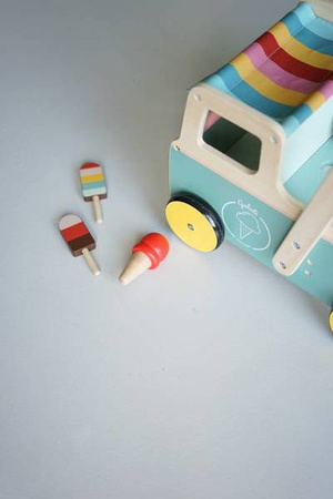 Drewniany pchacz Furgonetka z lodami 12m+, Janod