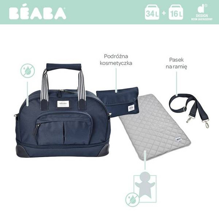 Beaba Torba dla mamy Amsterdam II z możliwością powiększenia do rozmiaru XXL blue marine