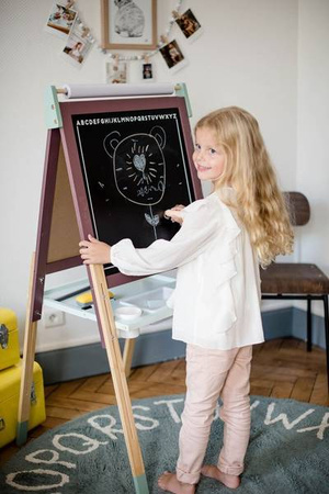 Duża drewniana tablica brązowa z 14 akcesoriami, Janod